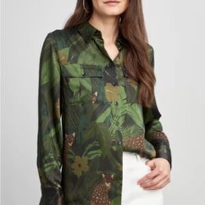 Elie Tahari Jungle Green Button Down Shirt